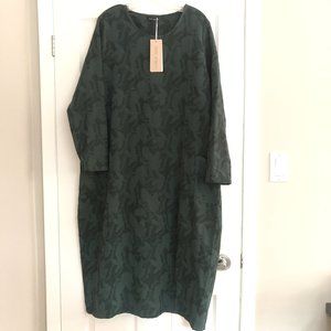 TENDENCY Women's Lounge Dress Size XL Green Floral Print